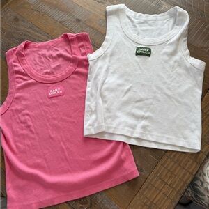 Daily drills EUC logo ribbed tanks!!  Monochrome cheeks tank and white tank!